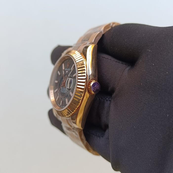 Rolex Sky Dweller Rose Gold 42MM Dark Rhodium Index Dial Fluted Bezel Oyster Bracelet 326935 - Image 15
