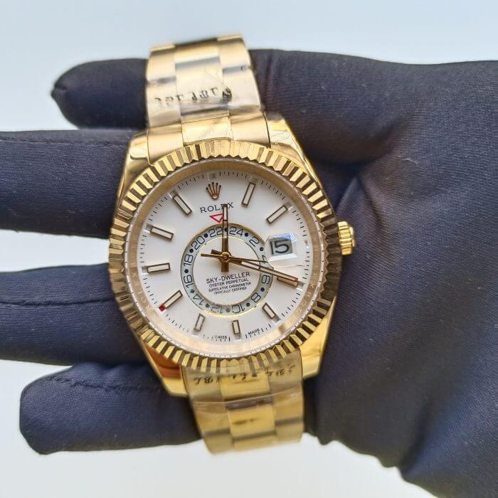 Rolex Sky Dweller Gold Yellow White Dial 42MM fluted-bezel-oyster-bracelet Men's Watch 326938 - Image 2