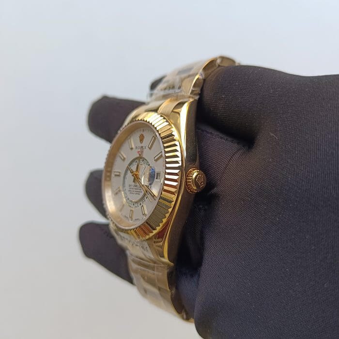 Rolex Sky Dweller Gold Yellow White Dial 42MM fluted-bezel-oyster-bracelet Men's Watch 326938 - Image 9