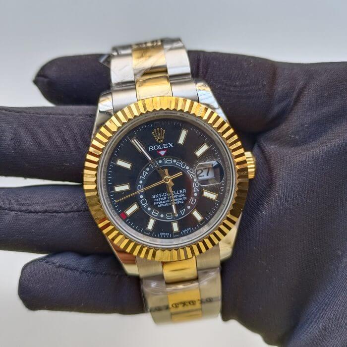 Rolex Sky Dweller Two Tone Black Dial Yellow Gold Bezel Oyster Men's Watch 326933 - Image 2