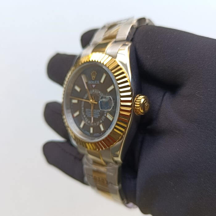 Rolex Sky Dweller Two Tone Black Dial Yellow Gold Bezel Oyster Men's Watch 326933 - Image 9