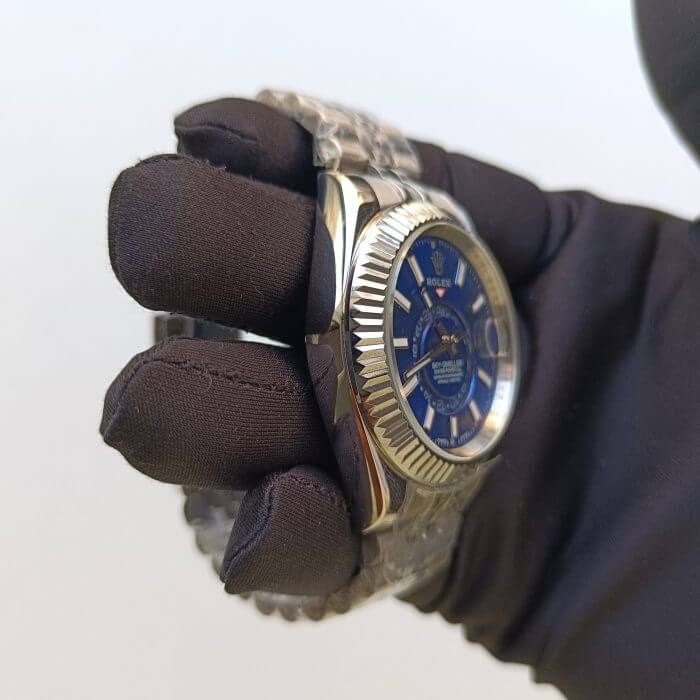 Rolex Oyster Perpetual Blue face Sky Dweller Index Dial 42mm Jubilee White Gold Fluted 326934 - Image 9