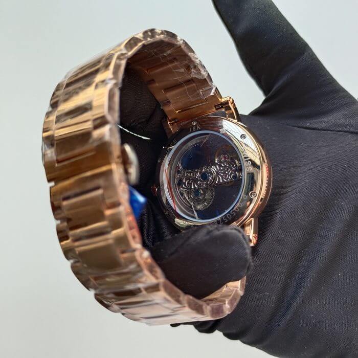 Patek Philippe Skeleton Transparent Automatic Chronograph Men's Watch White Dial, Rose gold Strap - Image 6