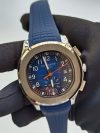 Patek Philippe Aquanaut Blue Strap Silver Case Men’s Wrist Watch - Image 2