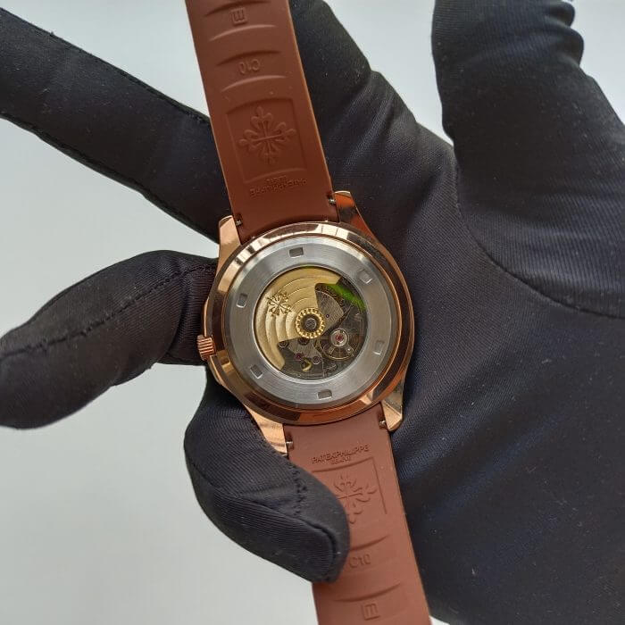 Patek Philippe Aquanaut Rose Gold Date Sweep 40.8mm Brown Dial Brown Composite Rubber Strap 5167R-001 - Image 6