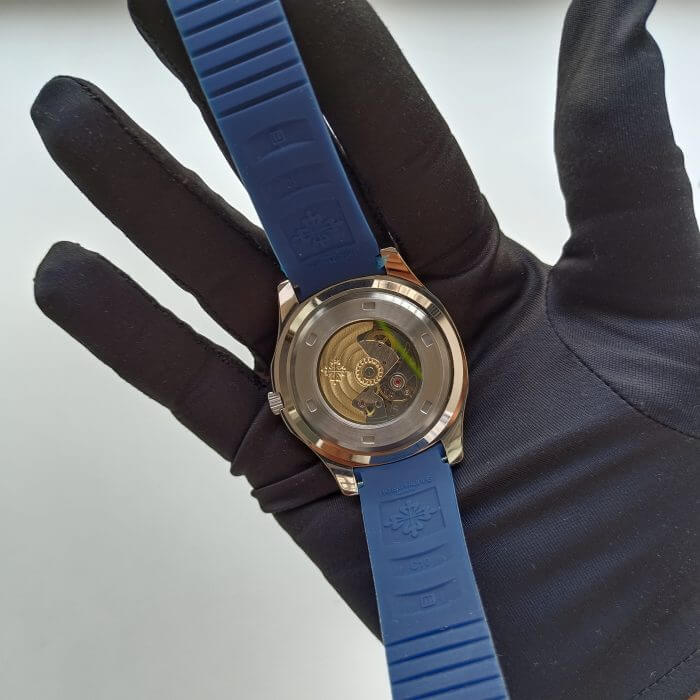 PATEK PHILIPPE AQUANAUT BLUE DIAL & STRAP WHITE GOLD WATCH - Image 5