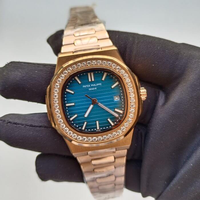Patek Philippe Nautilus Blue & Rose Dial with Diamond Men's Watch - Image 2