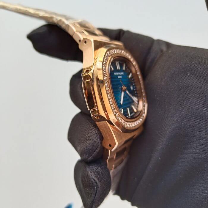 Patek Philippe Nautilus Blue & Rose Dial with Diamond Men's Watch - Image 3