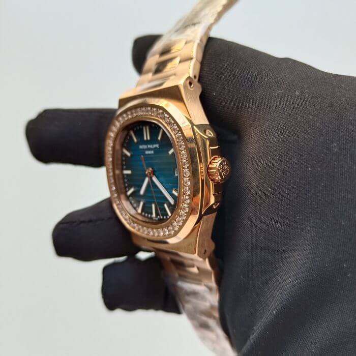 Patek Philippe Nautilus Blue & Rose Dial with Diamond Men's Watch - Image 4