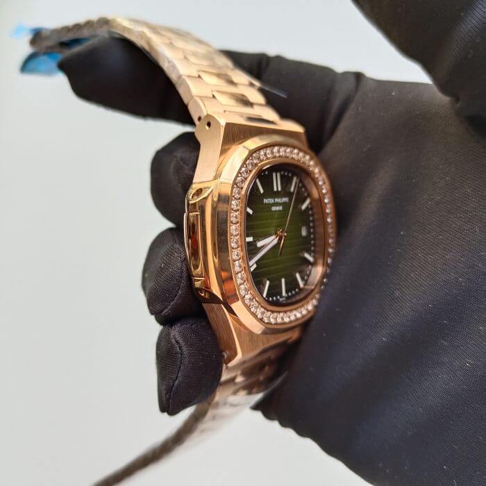 Patek Philippe Rose Gold Mens watch With Olive Green Diamond Dial - Image 3