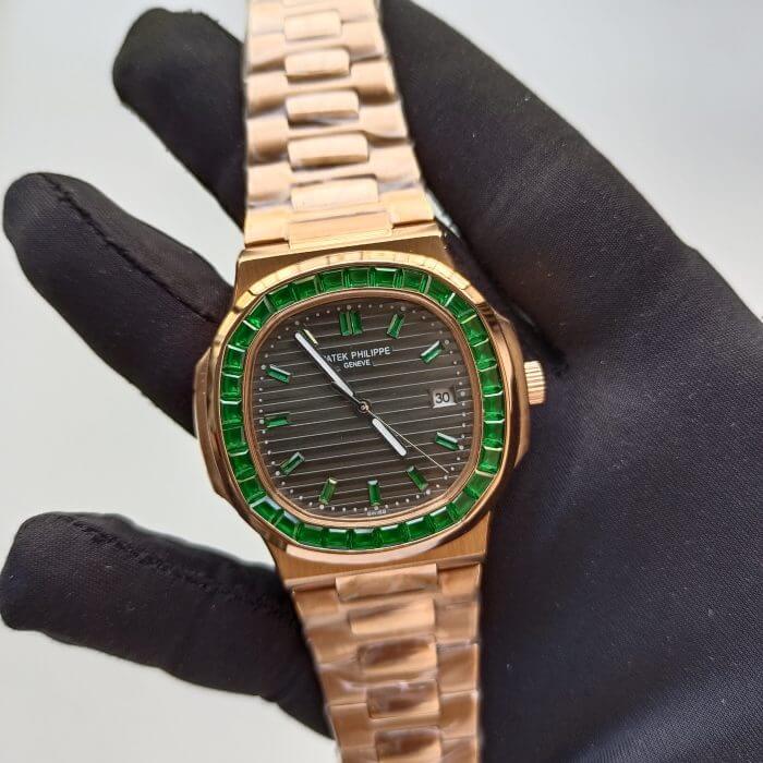 Patek Philippe Green Emerald Watch 40.5MM Rose gold Diamond - Image 2