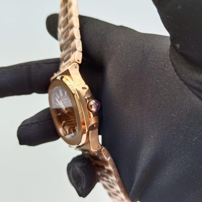 Patek Nautilus Rose Gold Yellow Dial Automatic Men's Watch - Image 4