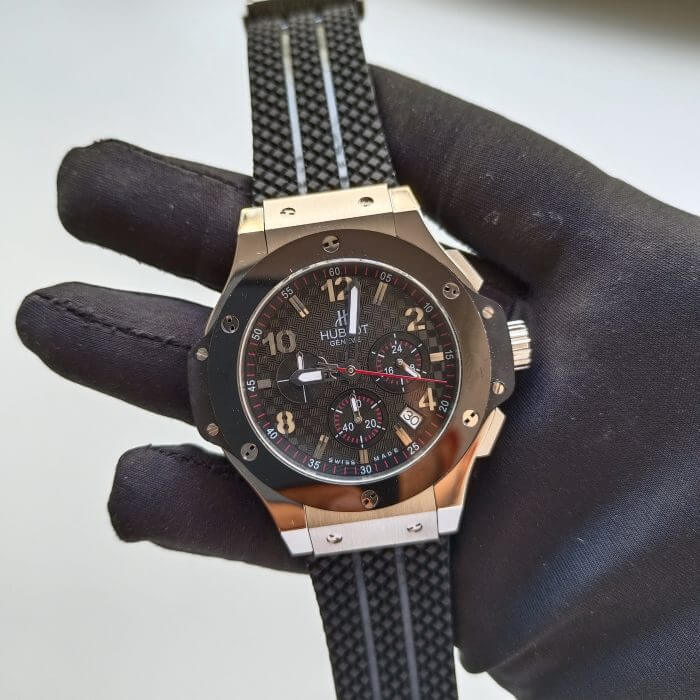 Hublot Chronograph Big Bang Black Rubber & Dial Stainless Steel Men's Watch - Image 2