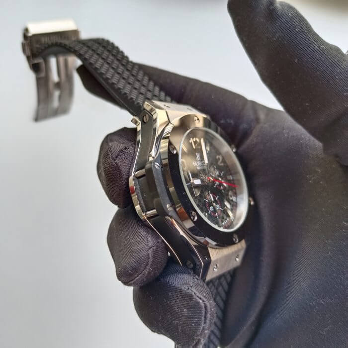 Hublot Chronograph Big Bang Black Rubber & Dial Stainless Steel Men's Watch - Image 3