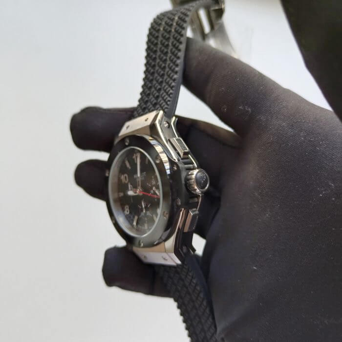 Hublot Chronograph Big Bang Black Rubber & Dial Stainless Steel Men's Watch - Image 4