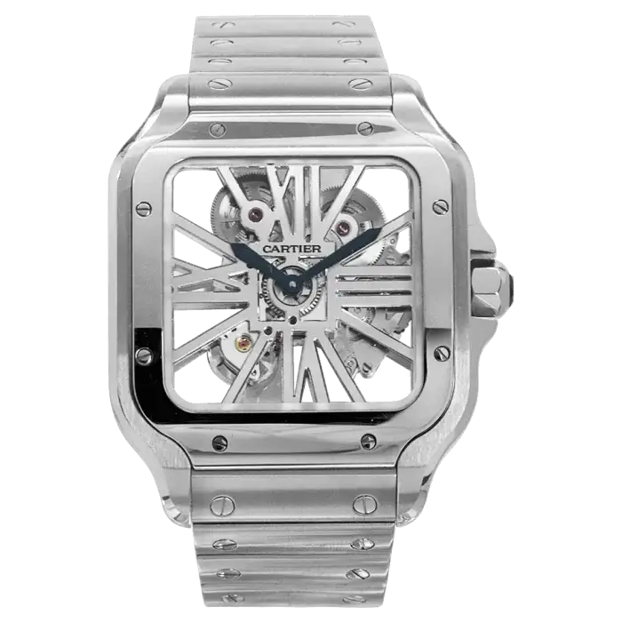 Santos De Cartier Skeleton Dial 40MM Stainless Steel Men's Watch WHSA0015