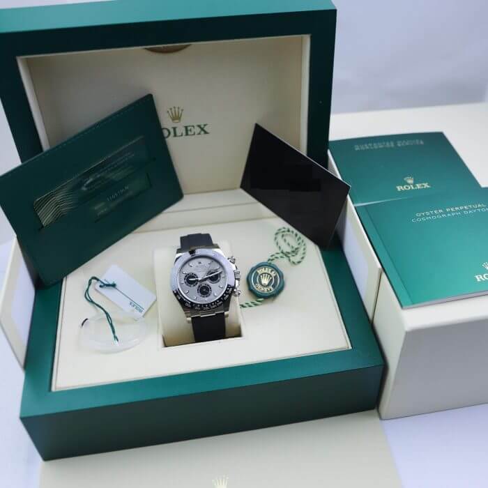 Rolex Daytona White Gold 116519LN 40MM Black Rubber Belt Watch - Image 9