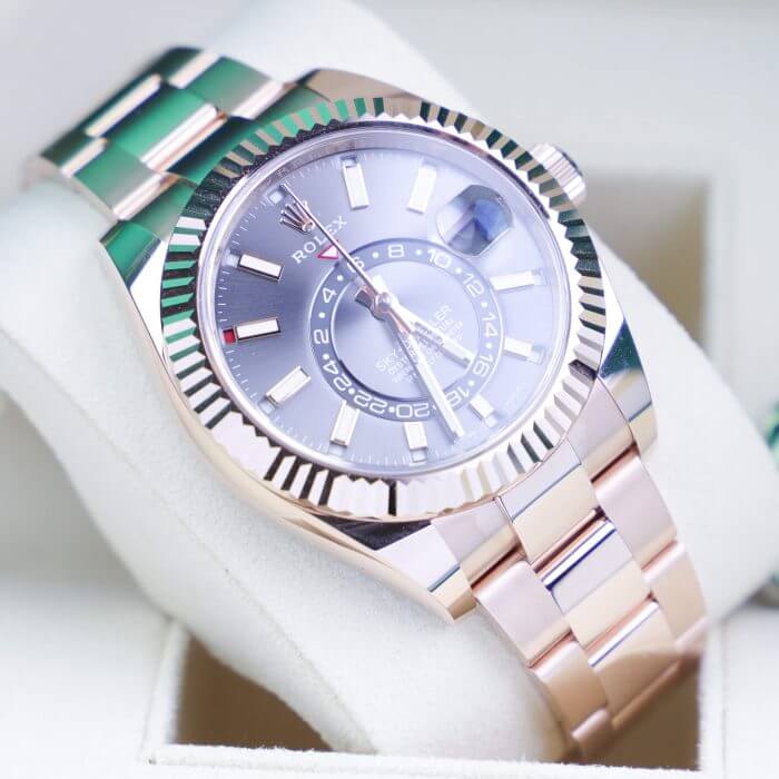 Rolex Sky Dweller Rose Gold 42MM Dark Rhodium Index Dial Fluted Bezel Oyster Bracelet 326935 - Image 7
