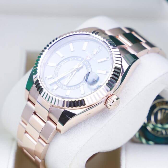 Rolex Sky Dweller Rose Gold 42MM Dark Rhodium Index Dial Fluted Bezel Oyster Bracelet 326935 - Image 8