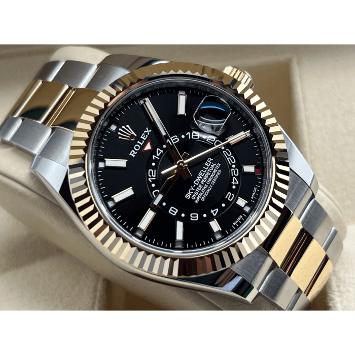 Rolex Sky Dweller Two Tone Black Dial Yellow Gold Bezel Oyster Men's Watch 326933 - Image 3