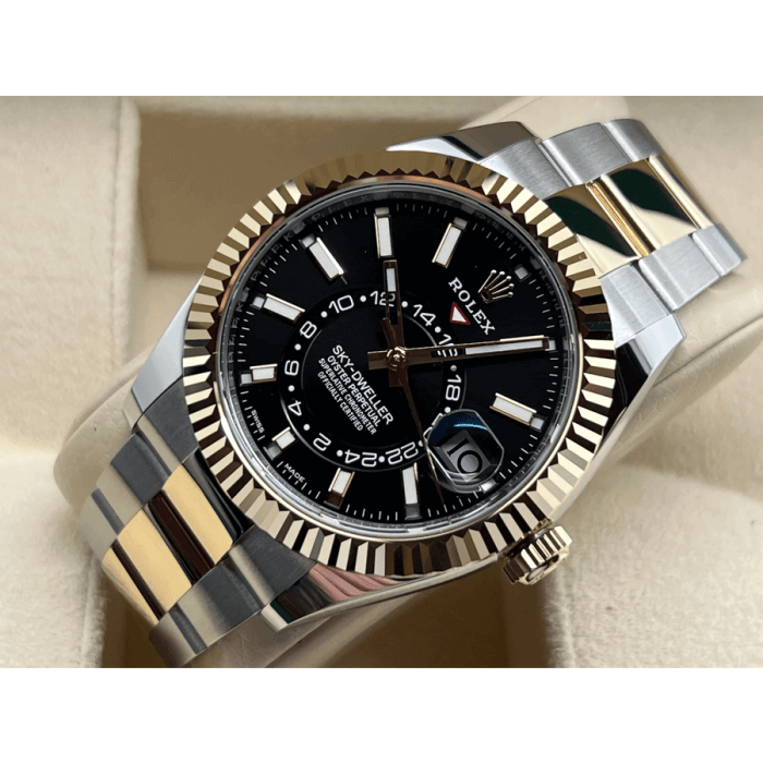 Rolex Sky Dweller Two Tone Black Dial Yellow Gold Bezel Oyster Men's Watch 326933 - Image 4