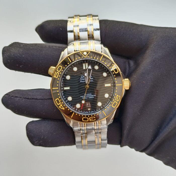 Omega Seamaster Two Tone 300M Automatic 42MM Black Dial Gold  Men’s Wrist Watch - Image 2