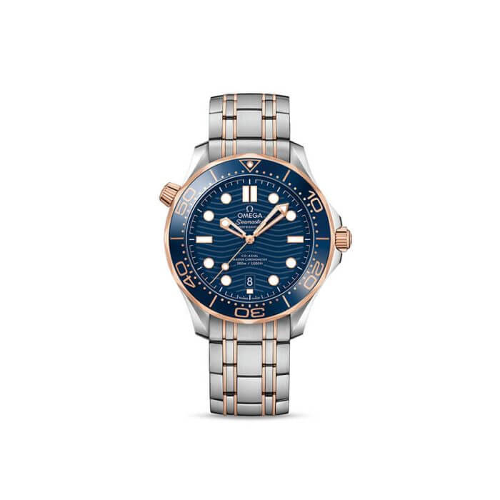 Omega Seamaster 300m on wrist | 42MM Blue Dial Rose Gold | Two Tone Bracelet Watch