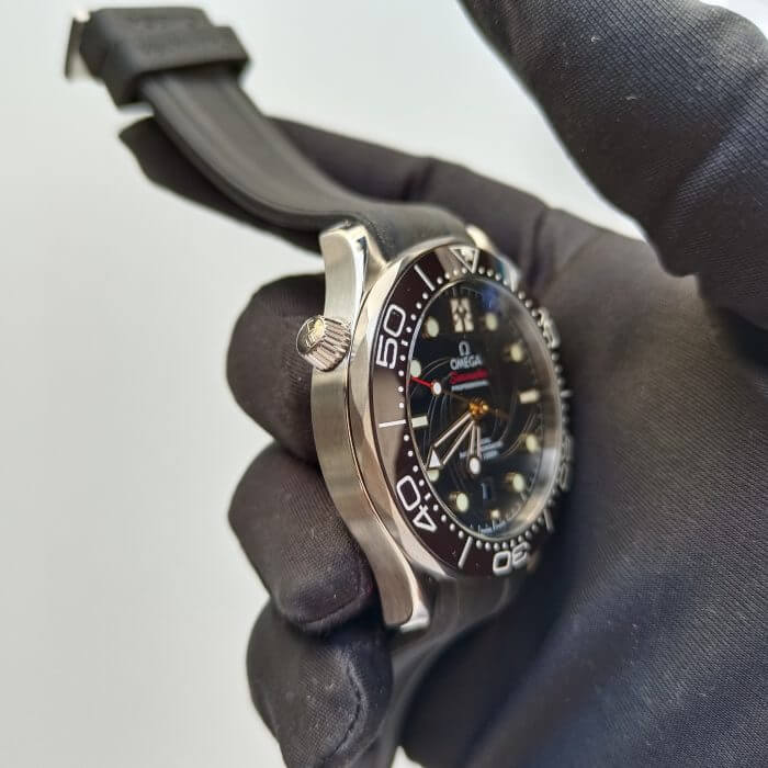 Omega Seamaster 300 Black 42MM Gold Dial Co Axial Master Chronometer Rubber Belt Men’s Wrist Watch - Image 2