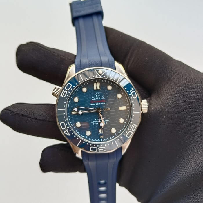 Omega Seamaster Diver 300m Blue Dial Ceramic On Rubber Strap Automatic Men’s Watch - Image 3
