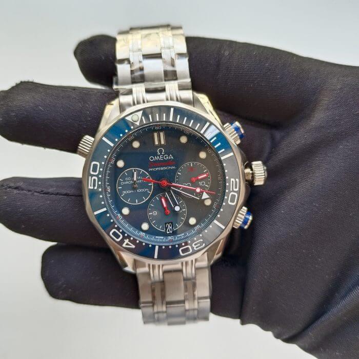 Omega Seamaster Chronograph Diver 300m Co‑Axial Chronometer 41.5mm Blue Dial Bracelet Watch - Image 3