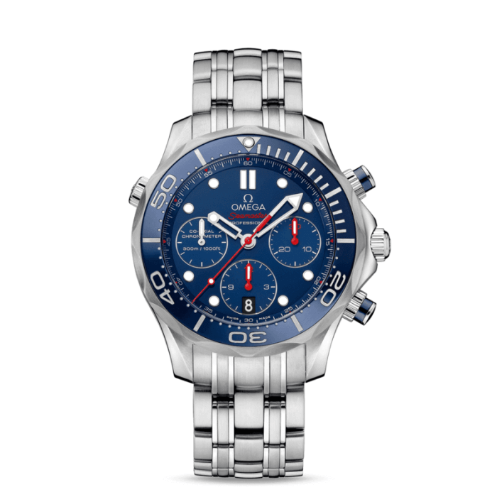 Omega Seamaster Chronograph Diver 300m Co‑Axial Chronometer 41.5mm Blue Dial Bracelet Watch