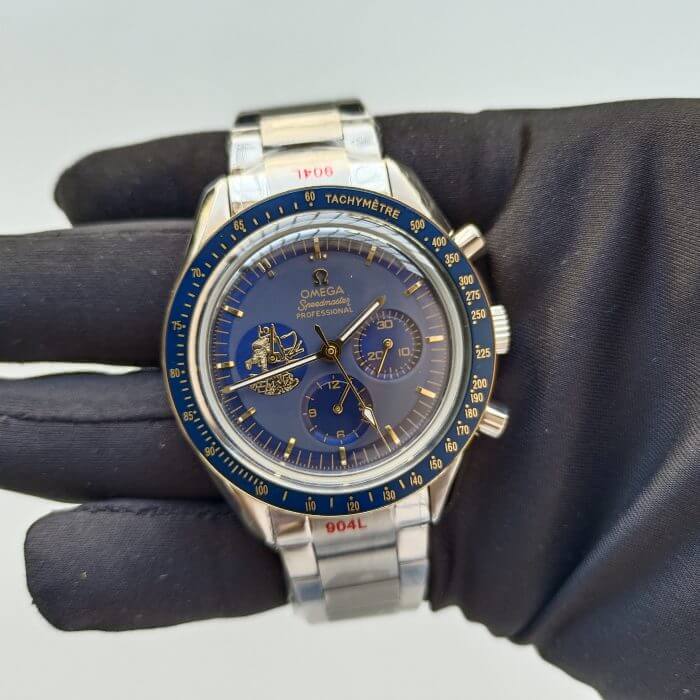 Omega Speedmaster Apollo 11 50th Anniversary Case Moonshine Gold & Blue Bezel Blue Dial Men’s Wrist Watch - Image 2