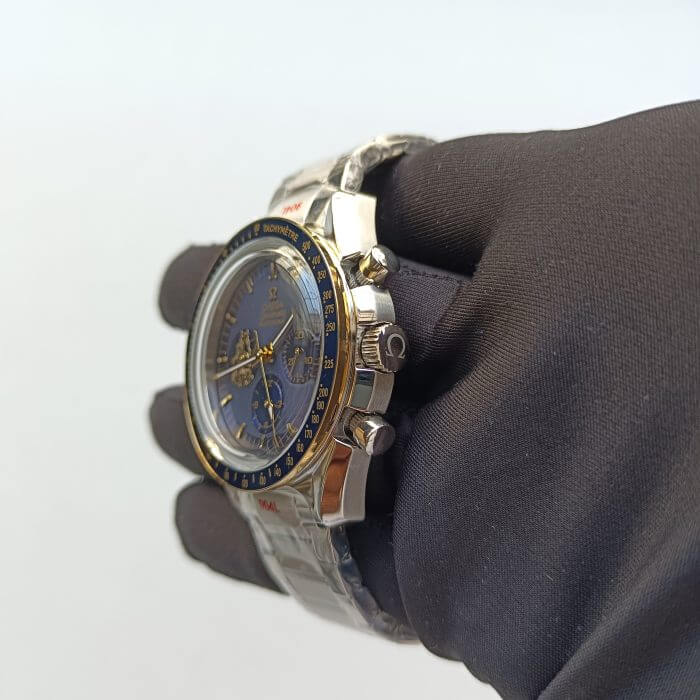 Omega Speedmaster Apollo 11 50th Anniversary Case Moonshine Gold & Blue Bezel Blue Dial Men’s Wrist Watch - Image 3