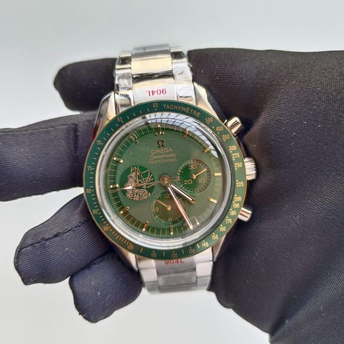 Omega Speedmaster Moonwatch 50th Anniversary Apollo 11 Moonshine Gold & Green Bezel Green Dial Men’s Wrist Watch
