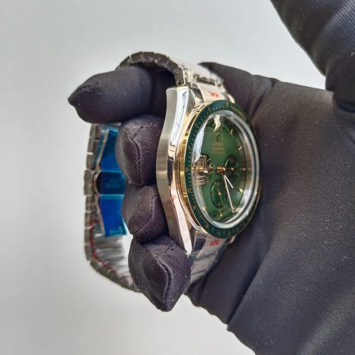 Omega Speedmaster Moonwatch 50th Anniversary Apollo 11 Moonshine Gold & Green Bezel Green Dial Men’s Wrist Watch - Image 4