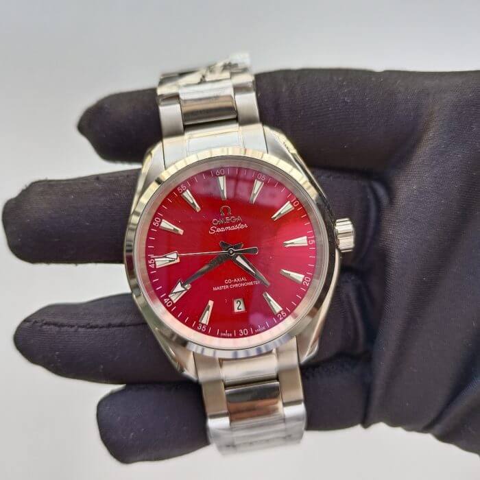 Omega Aqua Terra 38MM Seamaster 150m Co-Axial Master Chronometer  Red Dial Men’s Wrist Watch - Image 5