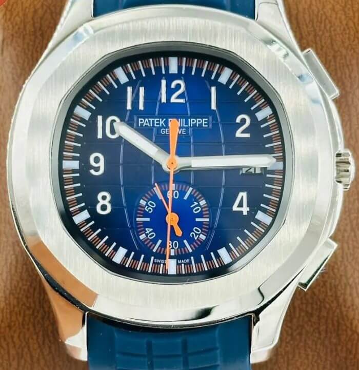 Patek Philippe Aquanaut Blue Strap Silver Case Men’s Wrist Watch