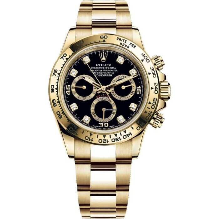 Rolex Daytona all Gold 40MM Black Diamond Dial Yellow Gold Bezel Oyster Bracelet 116508