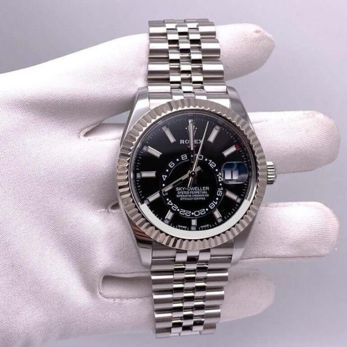 Rolex Sky Dweller Black Dial 42MM White Gold Bezel Steel Jubilee Men's Watch 326934 - Image 2