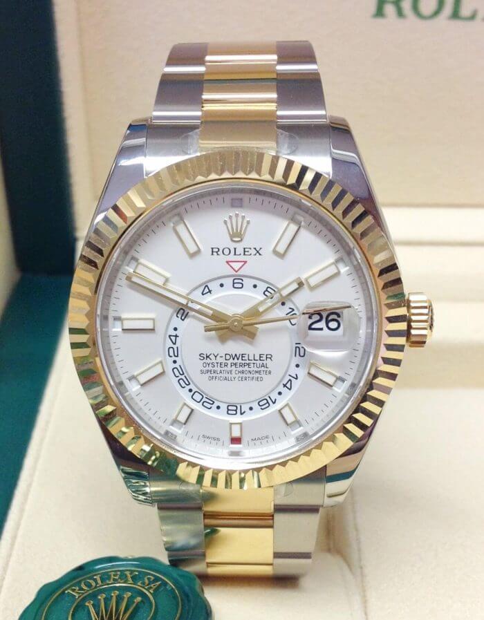Rolex Sky Dweller Two Tone White Dial 42MM Yellow Gold Bezel Oyster Men's Watch 326933 - Image 5