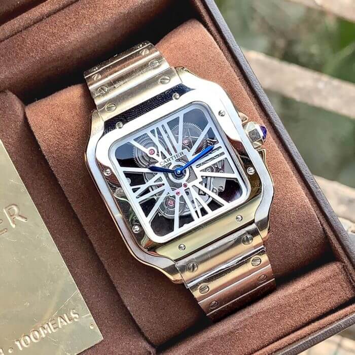 Santos De Cartier Skeleton Dial 40MM Stainless Steel Men's Watch WHSA0015 - Image 4