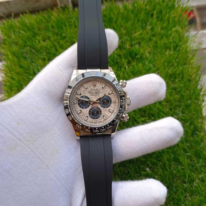 Rolex daytona white gold meteorite dial Cosmograph Daytona 40 Watch Black Index Dial Black Oysterflex Strap Watch 116519LN - Image 9