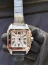 Cartier Santos Black Leather strap 100 Large White Dial Steel Men’s Watch W20107X7 - Image 2