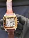 Cartier Santos 100 Gold Yellow Large White Dial  Brown Leather Belt Men's Watch W20107X7 - Image 2