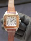 Cartier Santos Rose Gold 100 Large White Dial  Brown Leather Belt Men’s Watch W20107X7 - Image 2