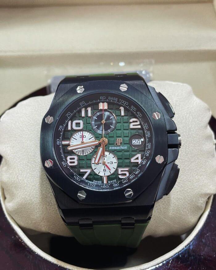 AP Royal Oak Green Dial Offshore Chronograph Black Case Rubber Strap 44MM Watch