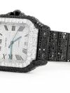 Iced Out Cartier SANTOS 100XL FULL ICED BLACK MOISSANITE DIAMONDS ROMAN DIAL 40MM WATCH - Image 2