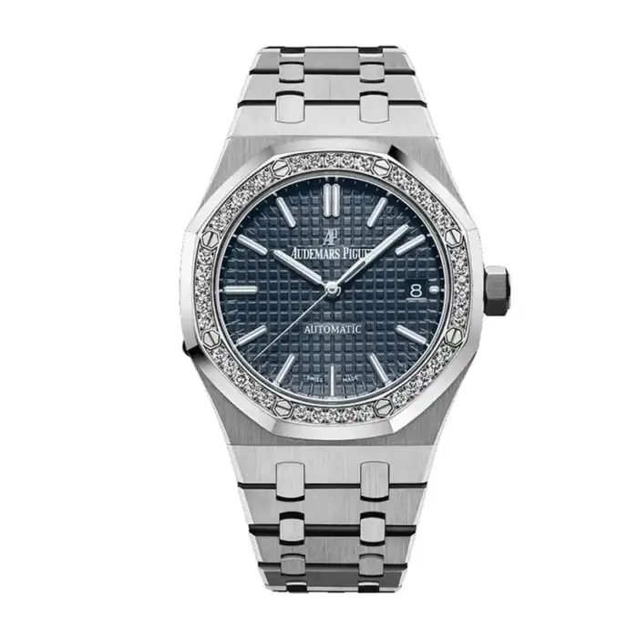 Audemars Piguet Royal Oak With Diamonds Bezel 41mm Steel Blue Dial Wrist Men's watch