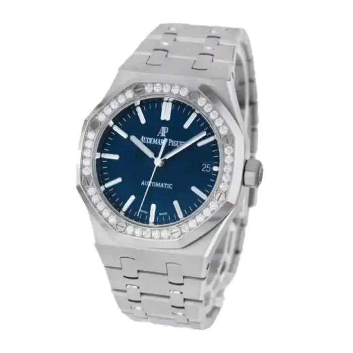 Audemars Piguet Royal Oak With Diamonds Bezel 41mm Steel Blue Dial Wrist Men's watch - Image 2