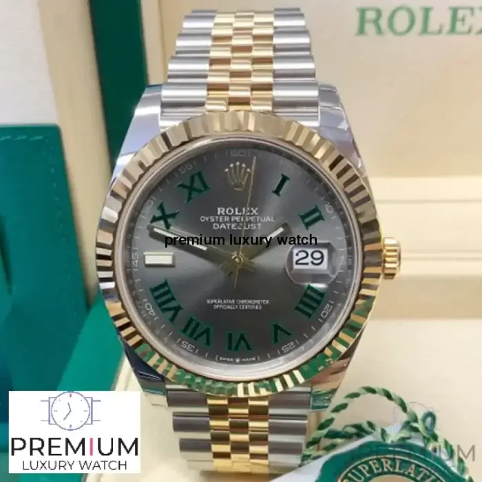 Rolex Datejust 41 Slate Dial Jubilee Roman Numerals Replica Watch - Image 5